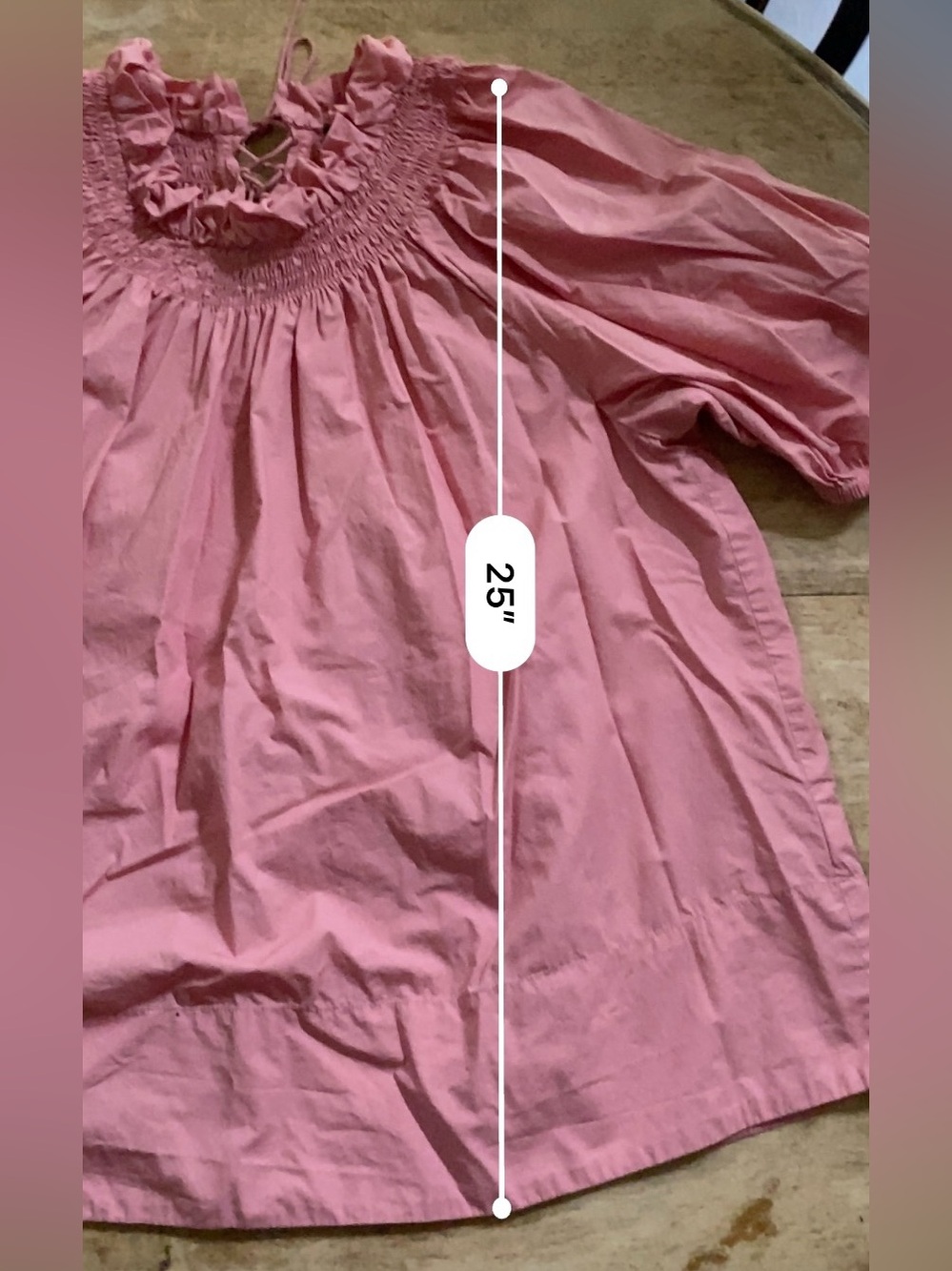 J Crew Women’s Sz XL Pink Smocked Neck Puff-Sleeve Cotton Poplin Top - Picture 14 of 17